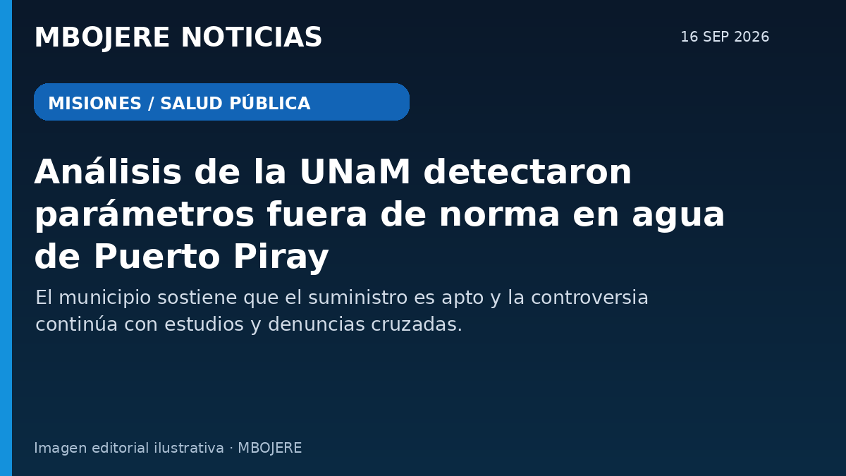 Análisis de la UNaM detectaron parámetros fuera de norma en muestras de agua de Puerto Piray.